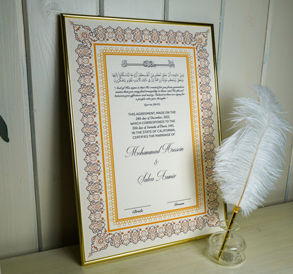 Saqafat A3 Luxury Nikkah Certificate - Neutral