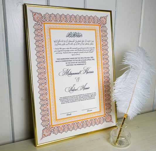 Aafreen A3 Luxury Nikkah Certificate - Neutral