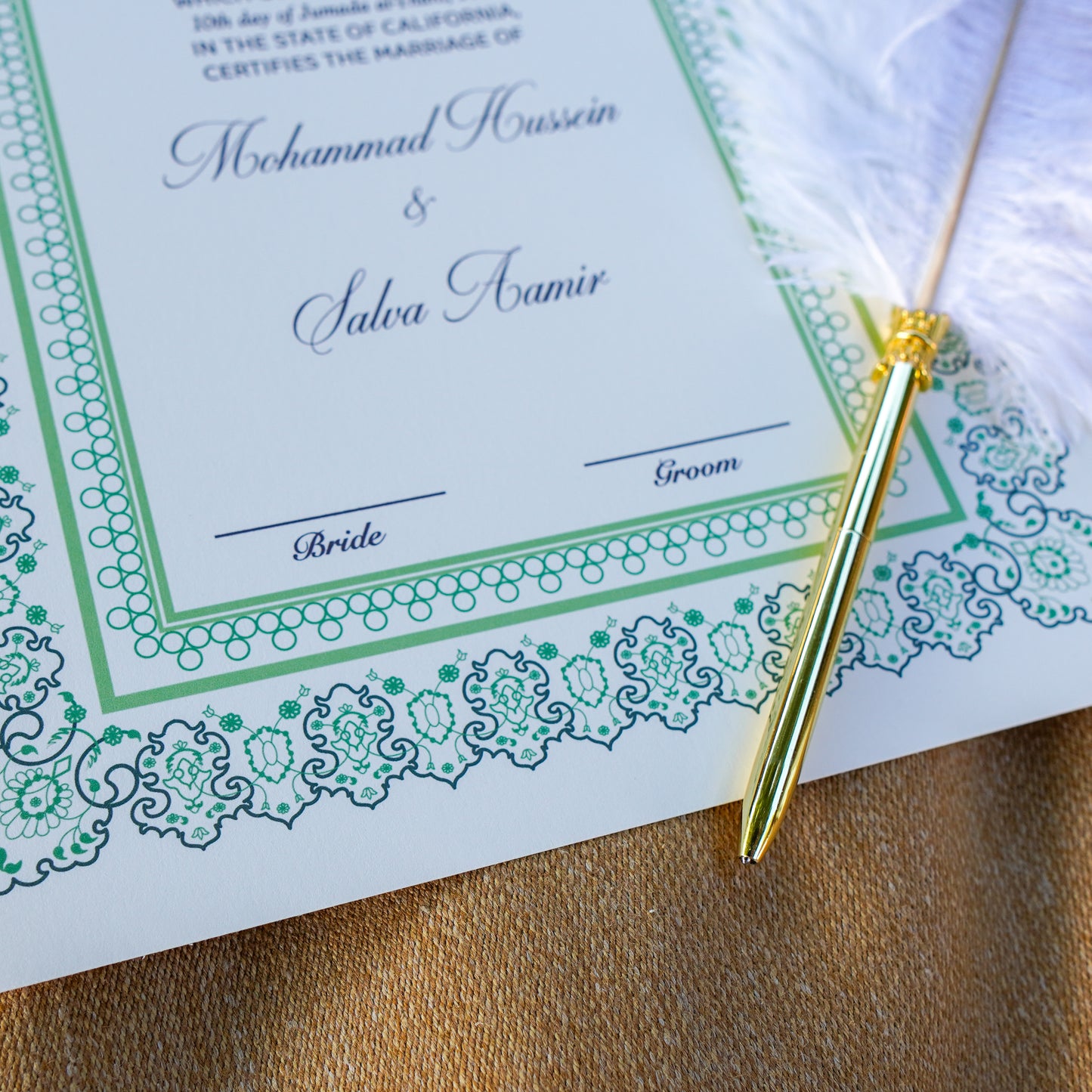 A4 Luxury Nikkah Certificate - Green