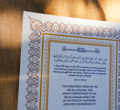 A4 Luxury Nikkah Certificate - Neutral