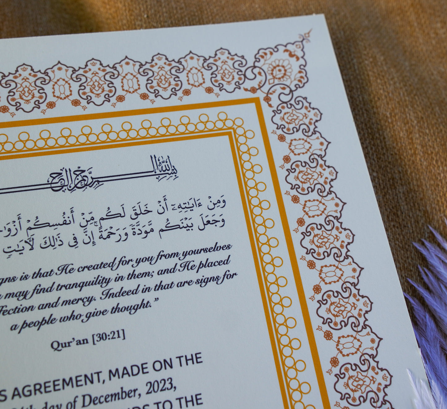 A4 Luxury Nikkah Certificate - Neutral