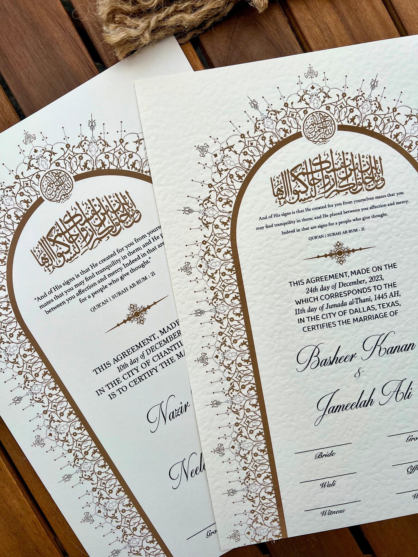 A4 Luxury Nikkah Certificate - Neutral