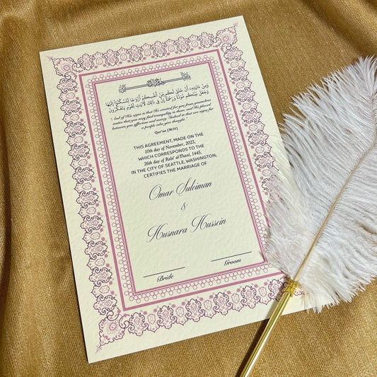 A4 Luxury Nikkah Certificate - Pink