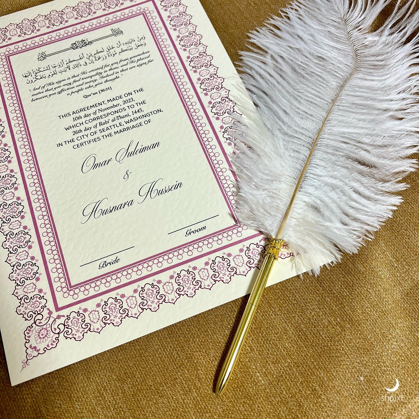 A4 Luxury Nikkah Certificate - Pink