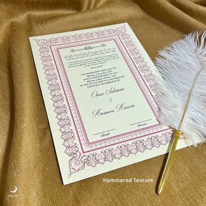 A4 Luxury Nikkah Certificate - Pink