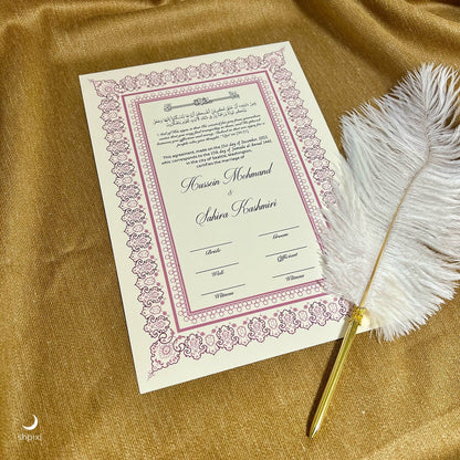 A4 Luxury Nikkah Certificate - Pink