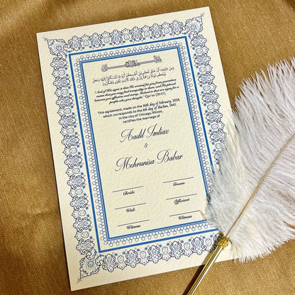 A4 Luxury Nikkah Certificate - Blue